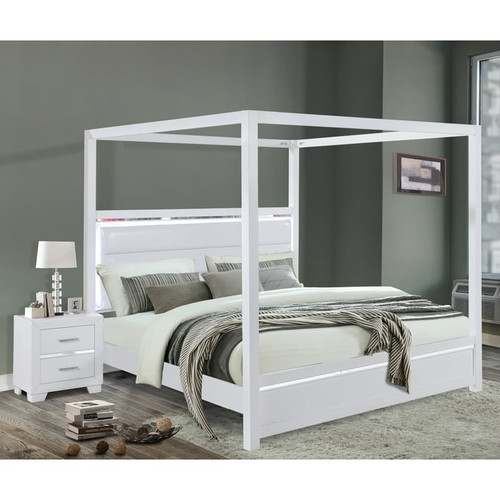 Bella Esprit Denali White 2pc Bedroom Set with Queen Canopy Bed