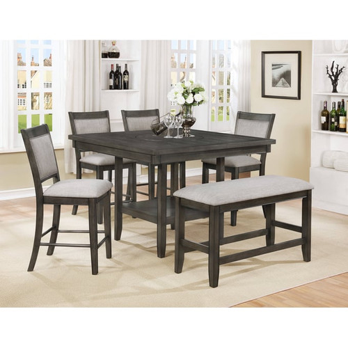 Crown Mark Fulton Grey 6pc Counter Height Set