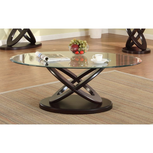 Crown Mark Cyclone Brown Clear Coffee Table