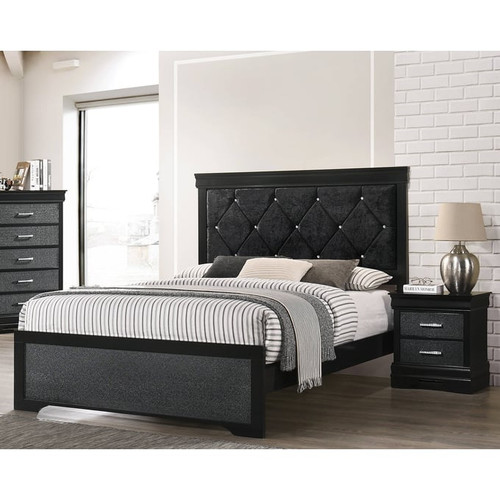 Crown Mark Amalia Black 4pc Bedroom Set With King Platform Bed