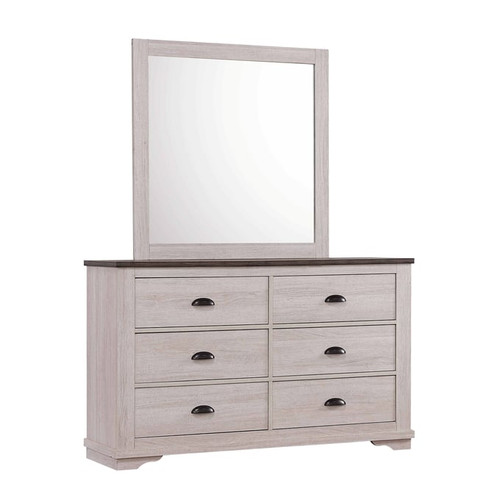 Crown Mark Coralee Chalk Grey Dresser and Mirror