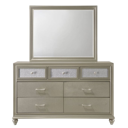 Crown Mark Lila Champagne Dresser And Mirror