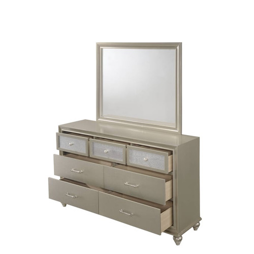 Crown Mark Lila Champagne Dresser And Mirror