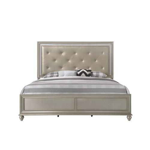 Crown Mark Lila Champagne Gold 2pc Bedroom Set With King Bed