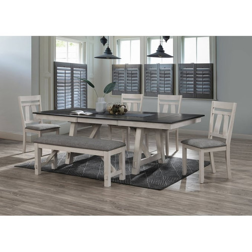 Crown Mark Maribelle Chalk Grey 6pc Dining Room Set