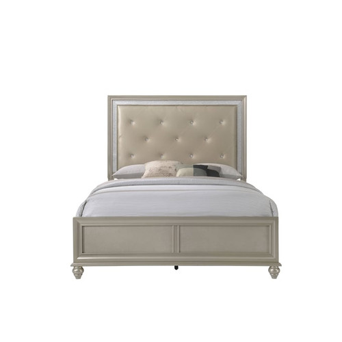 Crown Mark Lila Champagne Gold 2pc Bedroom Set With Queen Bed