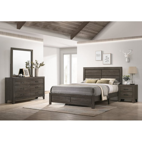 Crown Mark Hopkins Brown 4pc Bedroom Set with King Bed