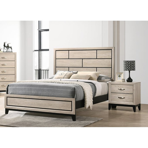 Crown Mark Akerson Drift Wood 4pc Bedroom Set with Queen Bed