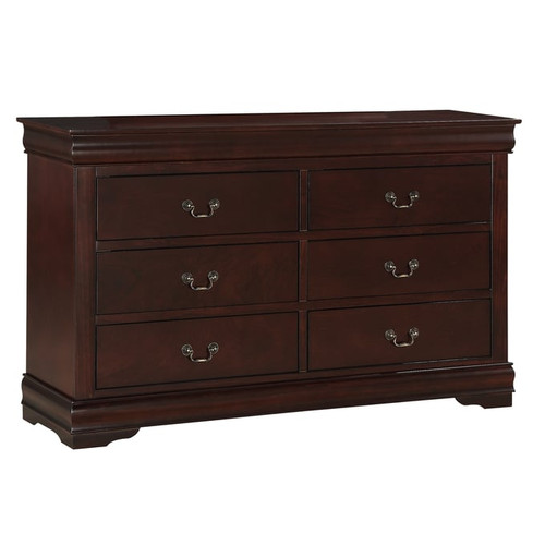 Crown Mark Louis Philip Cherry Wood Dresser And Mirror