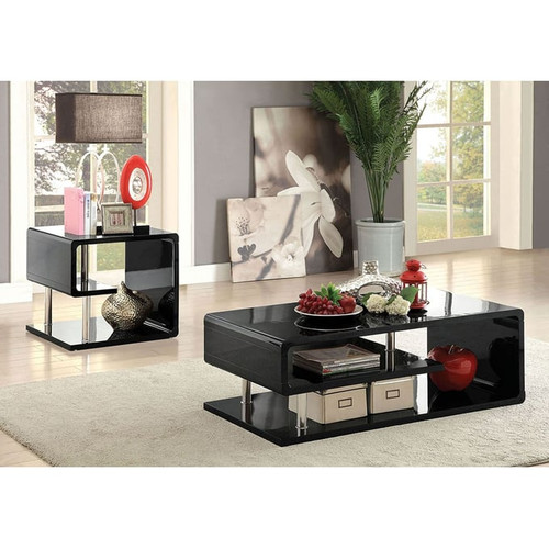 Furniture Of America Ninove Black 3pc Coffee Table Set