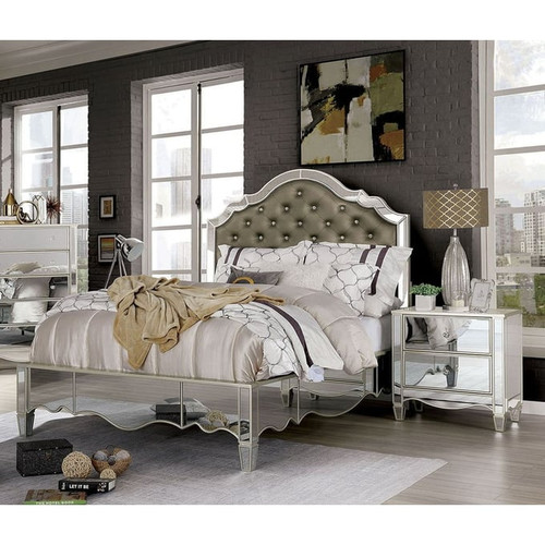 Furniture Of America Eliora Silver 4pc Bedroom Set With Cal King Bed