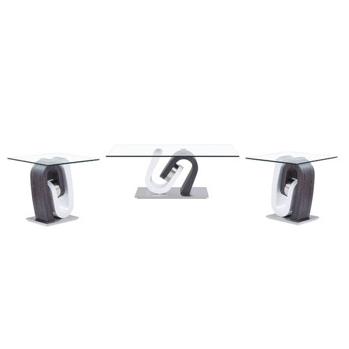 Global Furniture T4127 Dark Grey White 3pc Coffee Table Set