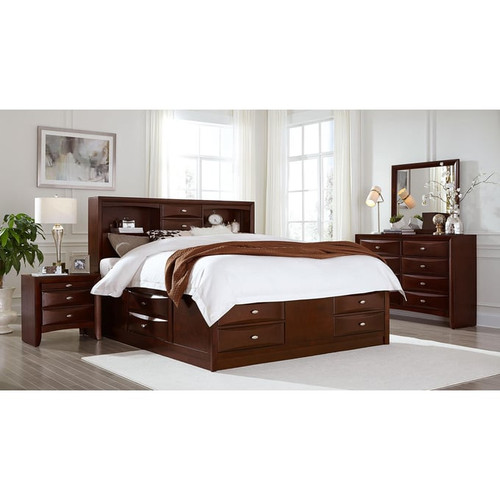 Global Furniture Linda Dark Brown 4pc Bedroom Set with King Platform Bed