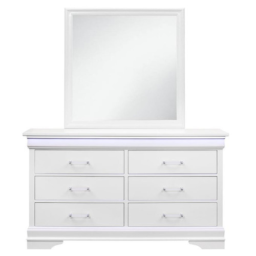 Global Furniture Charlie White LED Dresser And Mirror