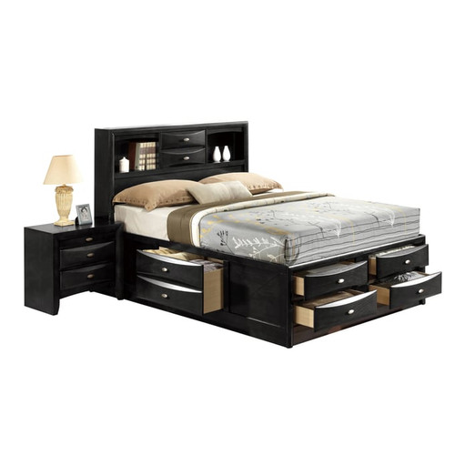 Global Furniture Linda Black 2pc Bedroom Set with King Platform Bed