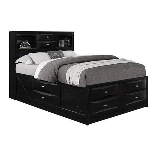 Global Furniture Linda Black 2pc Bedroom Set with King Platform Bed