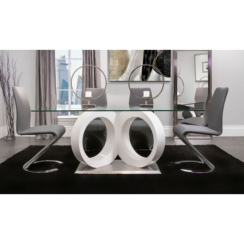 Global Furniture D9002 Silver White Grey 5pc Dining Room Set