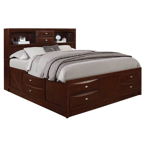 Global Furniture Linda Dark Brown 2pc Bedroom Set with King Platform Bed