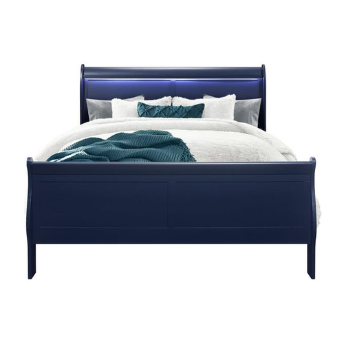 Global Furniture Charlie Blue 4pc Bedroom Set With King Bed