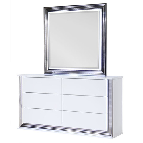 Global Furniture Ylime White LED Dresser And Mirror