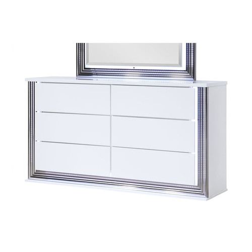 Global Furniture Ylime White LED Dresser And Mirror