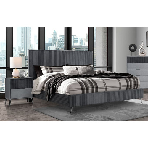 Global Furniture Enzo Dark Grey 4pc Bedroom Set With King Bed