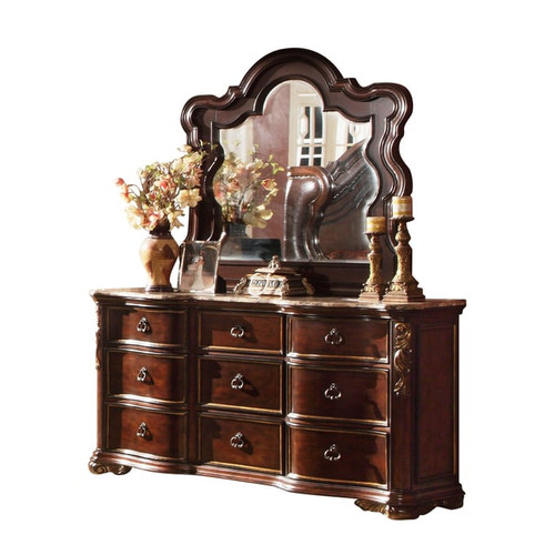 Galaxy Home Bella Dark Walnut Dresser and Mirror