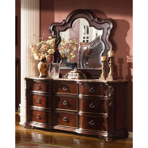 Galaxy Home Bella Dark Walnut Dresser and Mirror