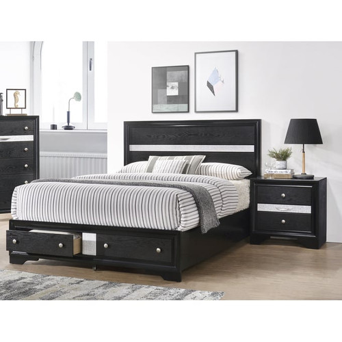 Galaxy Home Matrix Black 2pc Bedroom Set with Queen Drawer Bed