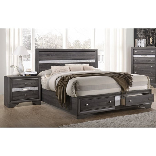 Galaxy Home Matrix Gray 2pc Bedroom Set with King Drawer Bed