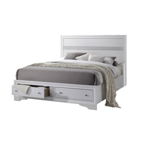 Galaxy Home Matrix White 2pc Bedroom Set with Queen Drawer Bed