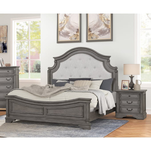 Galaxy Home Grace Gray Tufted 2pc Bedroom Set with King Bed