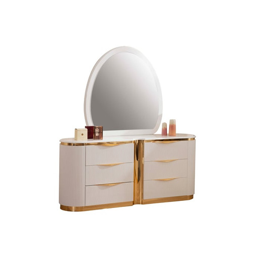 Galaxy Home Laura White Dresser and Mirror