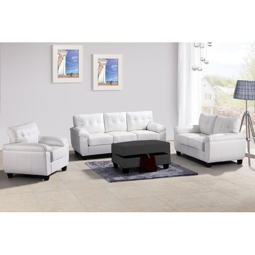 Glory Furniture Gallant White Faux Leather 3pc Living Room Set