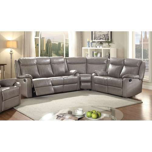 Glory Furniture Ward Gray Faux Leather 3pc Sectional