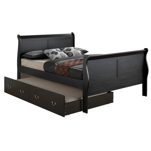 Glory Furniture Louis Phillipe Black 2pc Bedroom Set with Twin Storage Bed  - Miko Decor