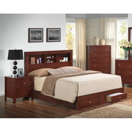 Glory Furniture Burlington Cherry 4pc Bedroom Set With Full Storage Bed