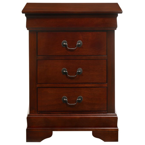 Glory Furniture Louis Phillipe Cherry King Sleigh 4pc Bedroom Set With Three Drawer Nightstand