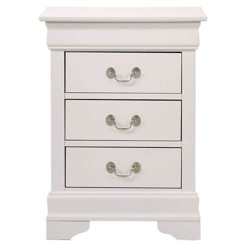 Glory Furniture Louis Phillipe White Queen Storage 4pc Bedroom Set With Three Drawer Nightstand