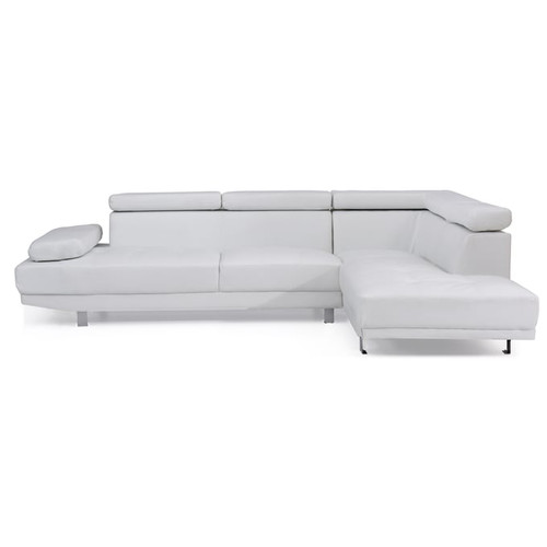 Glory Furniture Riveredge White Faux Leather Sectional with Ottoman