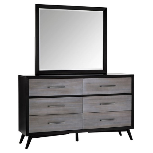 Home Elegance Raku Gray Oak Veneer Dresser and Mirror
