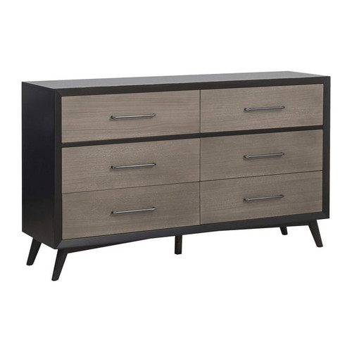 Home Elegance Raku Gray Oak Veneer Dresser and Mirror