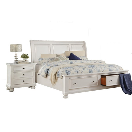 Home Elegance Laurelin White 2pc Bedroom Set with King Bed
