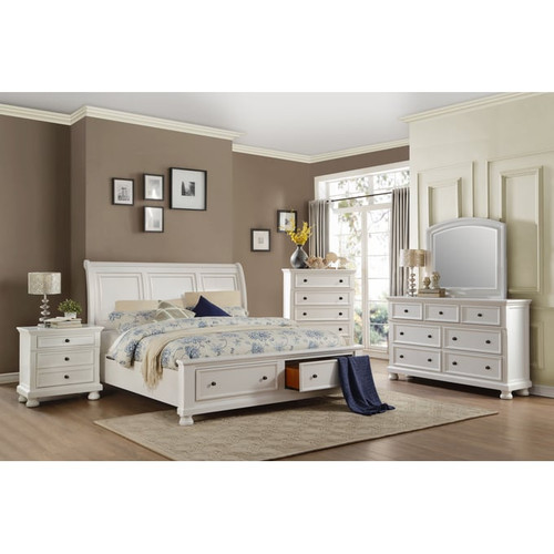 Home Elegance Laurelin White 2pc Bedroom Set with King Bed