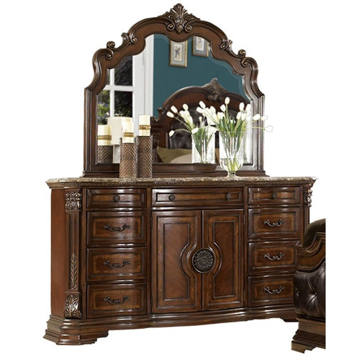 Home Elegance Antoinetta Cherry Dresser and Mirror