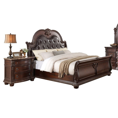 Home Elegance Cavalier Dark Cherry 4pc Bedroom Set With King Bed