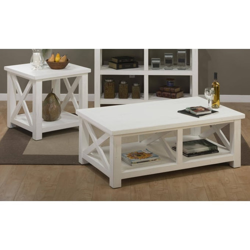 Jofran Furniture Madaket Distressed Off White 3pc Coffee Table Set
