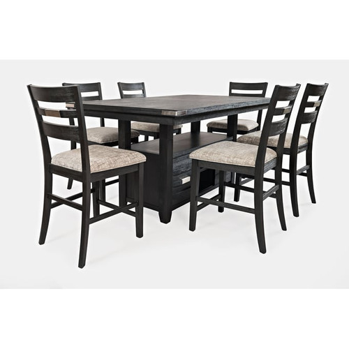 Jofran Furniture Altamonte Charcoal 7pc Counter Set with Ladderback Stool