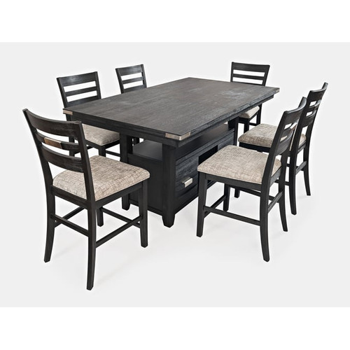 Jofran Furniture Altamonte Charcoal 7pc Counter Set with Ladderback Stool
