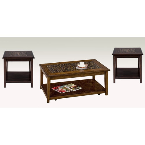 Jofran Furniture Baroque Brown 3pc Coffee Table Set